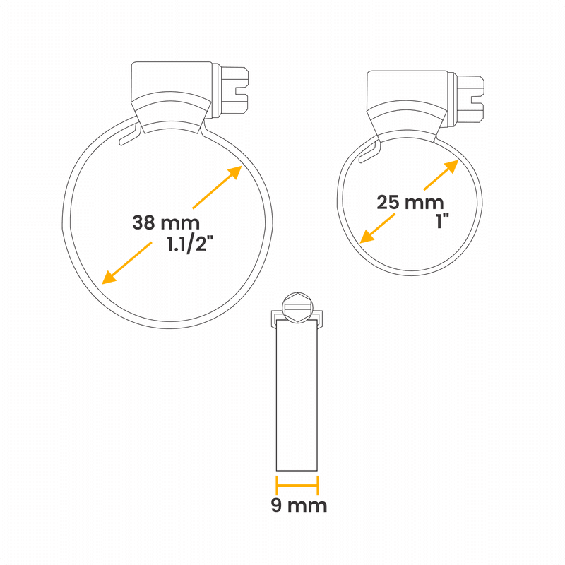 Abraçadeira Rosca Sem Fim (25 A 38 Mm) Largura 9 Mm