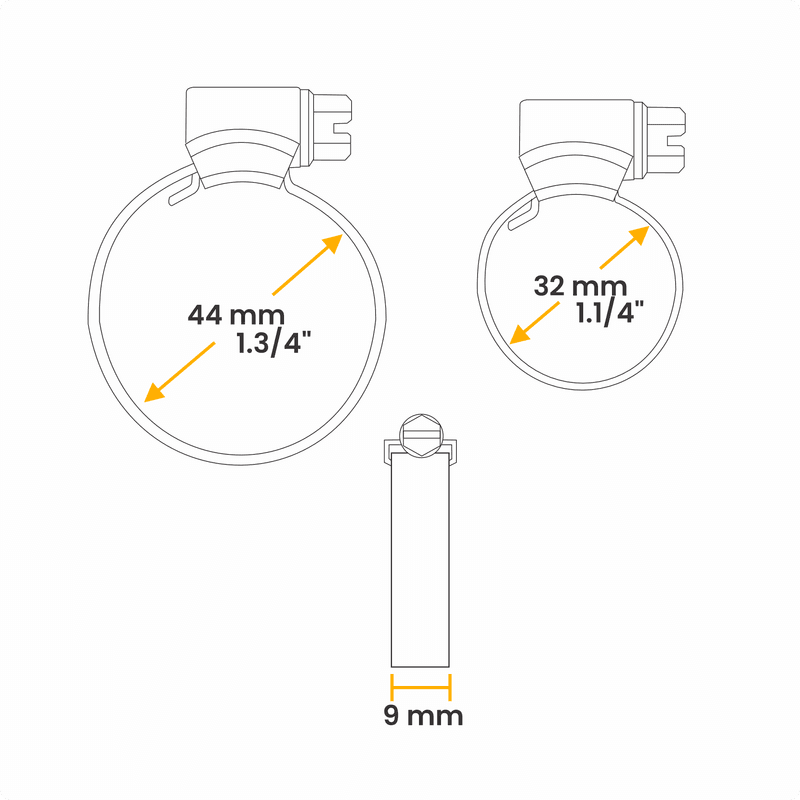 Abraçadeira Rosca Sem Fim (32 A 44 Mm) Largura 9 Mm