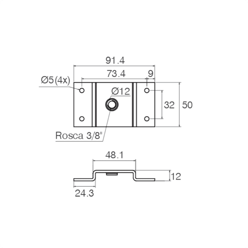 Fixador U 91,4 Mm Rosca 3/8" Zincado