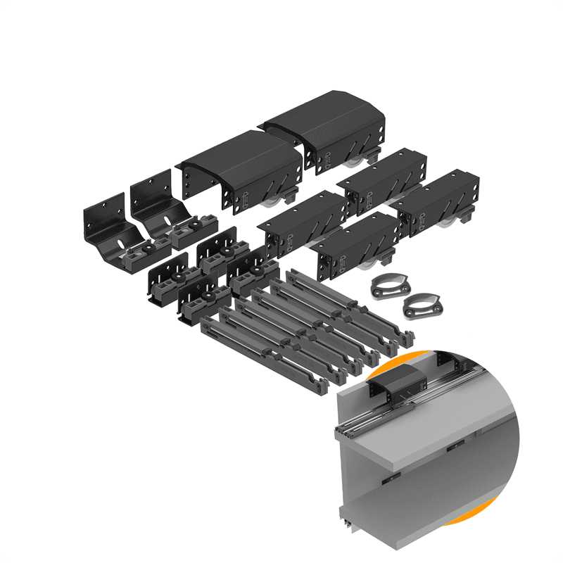 Kit Sistema Para Porta de Correr Dominus (50 A 80kg) Para 3 Portas Rometal