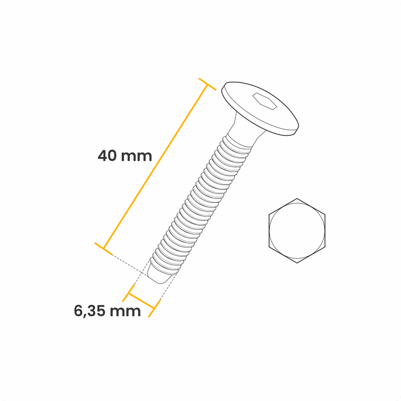 Parafuso 1/4 X 40 Mm Estrutural Cabeça Tampinha Sextavado Jomarca