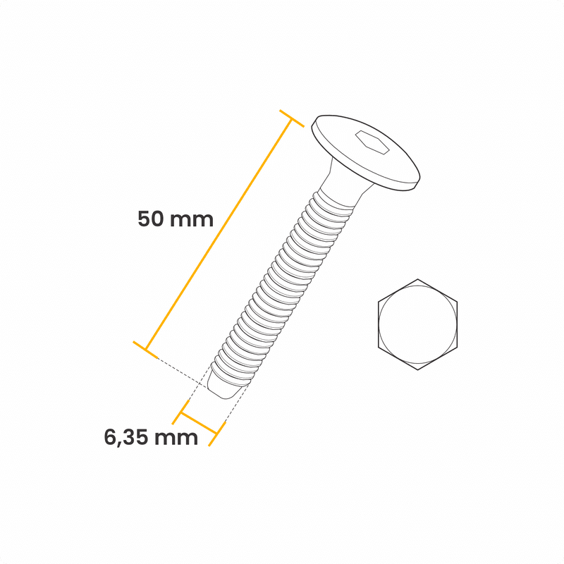 Parafuso 1/4 X 50 Mm Estrutural Cabeça Tampinha Sextavado Jomarca