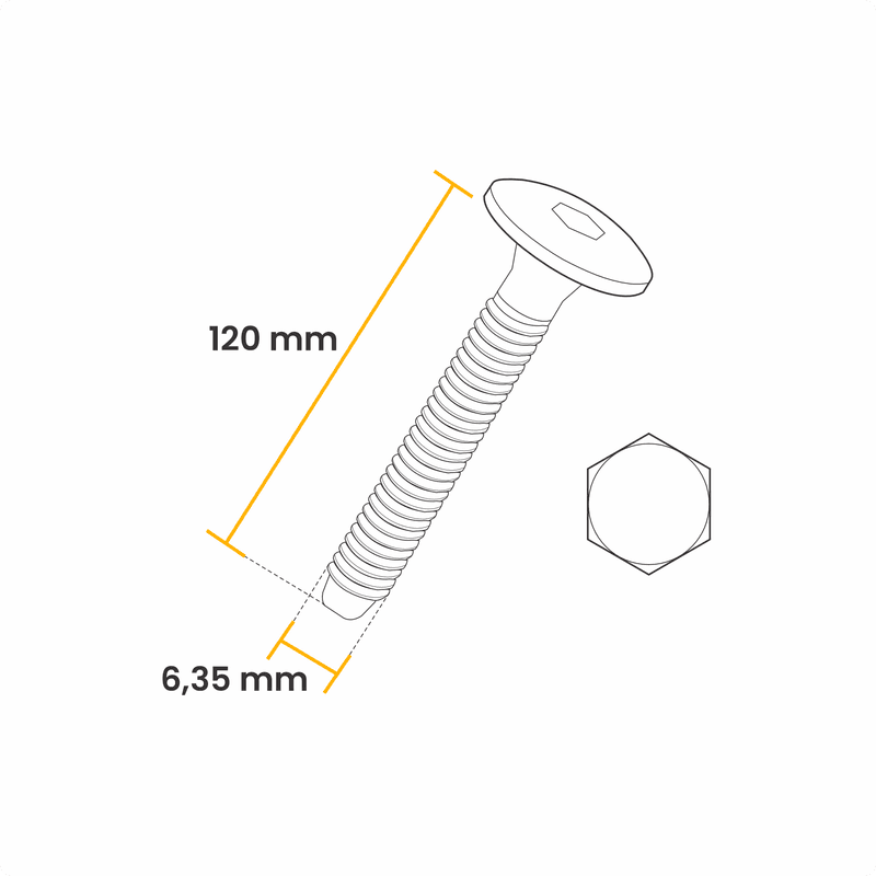 Parafuso 1/4 X 120 Mm Estrutural Cabeça Tampinha Sextavado Jomarca