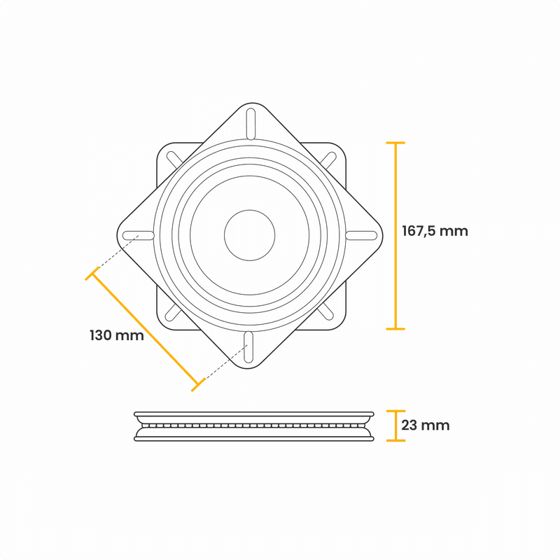 Rodízio Flange Giratório Reforçado Em Preto 167,5 X 167,5 Mm Bigfer