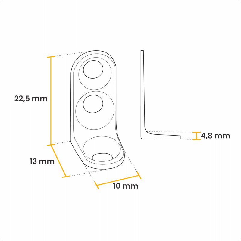 Cantoneira Cadeirinha Aliviada de 3 Furos Preta 13 X 22,5 Mm 100 Un Mk