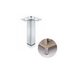 Pé Quadrado Fixo de Aço Cromado Cromado de 10 Cm Para Armário Archi