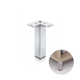 Pé Quadrado Fixo de Aço Cromado Cromado de 10 Cm Para Armário Archi