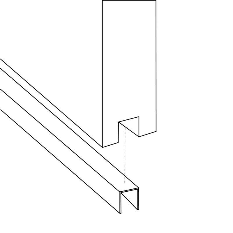 Trilho Canaleta U Natural 1/2" Pol Para Portas de Correr Dmt