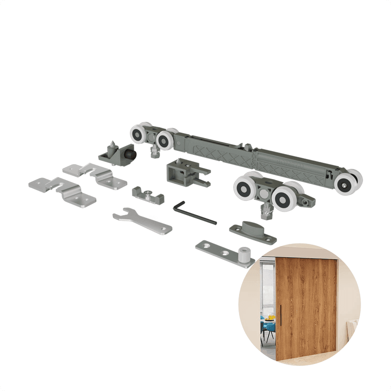 Kit Sistema Ro82 Standard de 40 A 80 Kg Médio Para Porta Correr Rometal