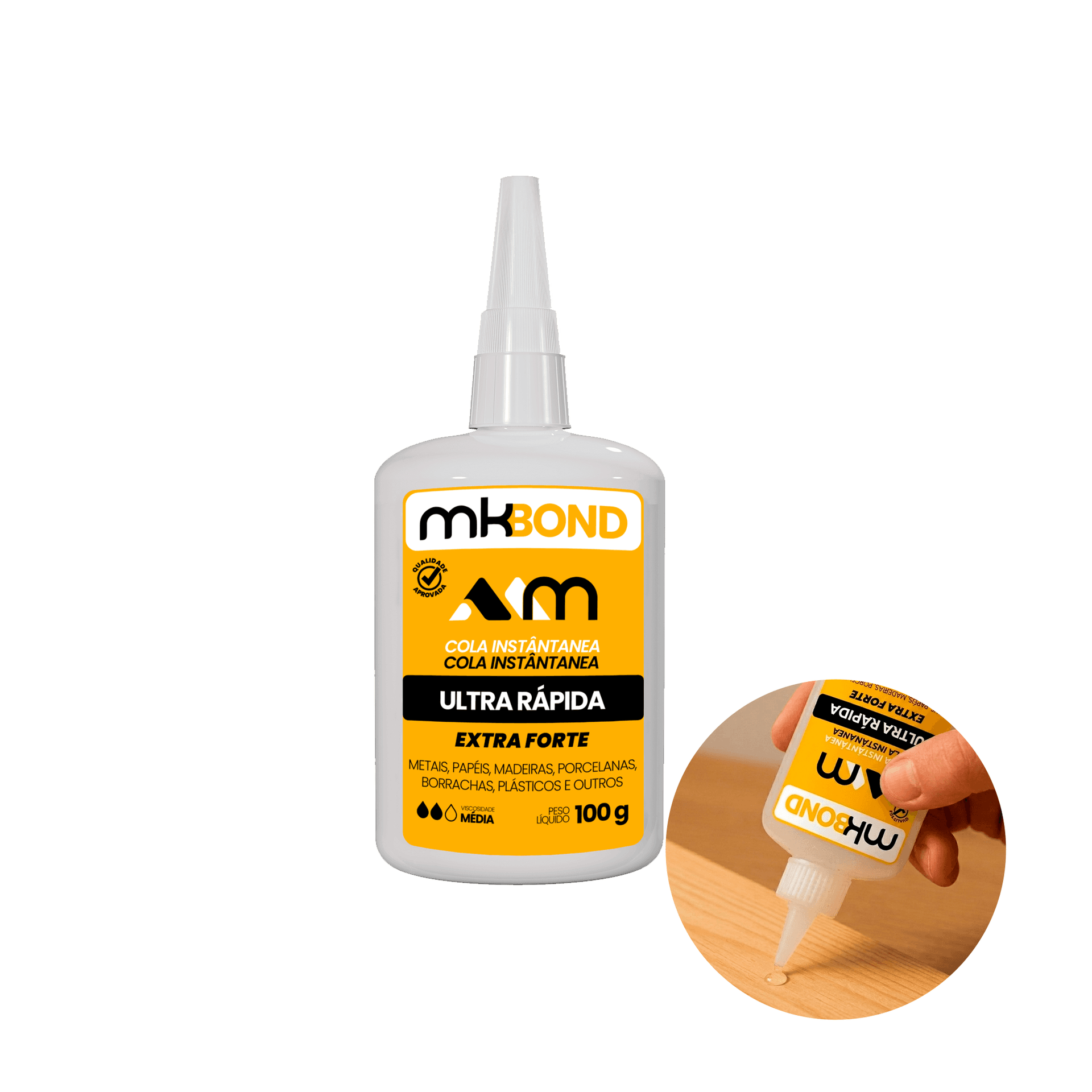 Cola Instantânea Mk 100g – Alta Fixação, Secagem Rápida E Qualidade Profissional