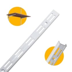 Trilho Cremalheira Duplo Branco de 200 Cm Em Aço Para Prateleiras Di Carlo