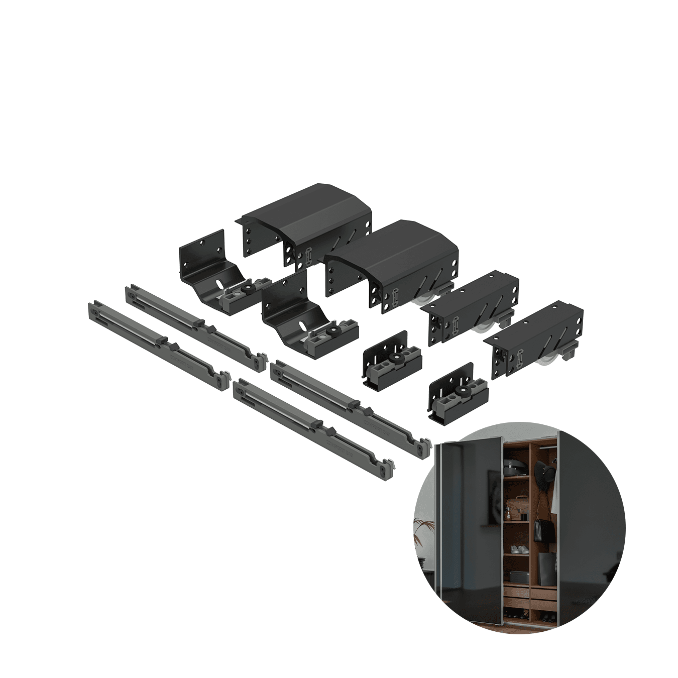 Kit Sistema Para Porta de Correr Dominus | 20 A 50 Kg | Para 3 Portas Rometal Original