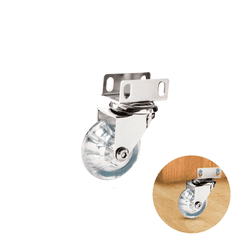 Rodízio Transparente 50 Mm Sem Freio Chapa U 16 Mm Cromado