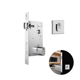 Fechadura Rolete Cromada Quadrada Para Porta Residencial Pivotante Externa de 30 A 40 Mm 1601 Stam