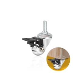 Rodízio Giratório 35 Mm Com Freio E Pino Rosca 3/8 X 25 Mm