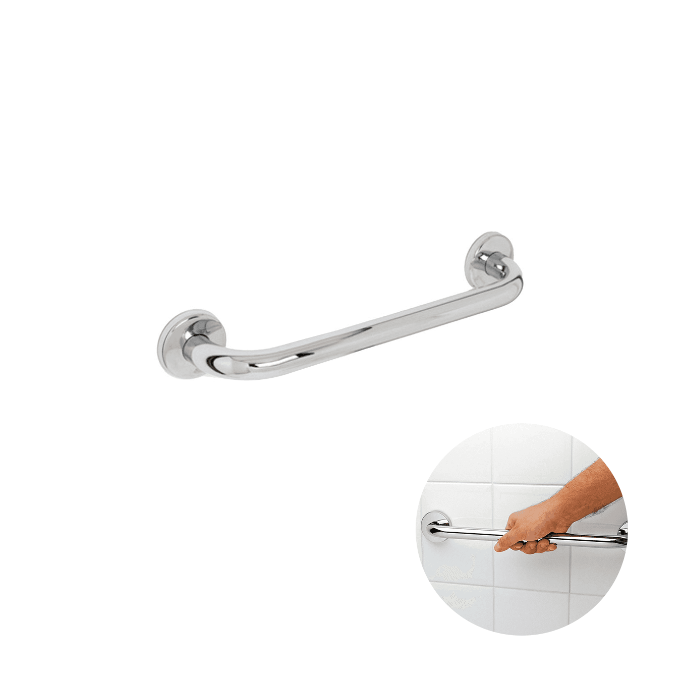 Barra de Apoio Inox 40 Cm Cromada de Parede Para Banheiro