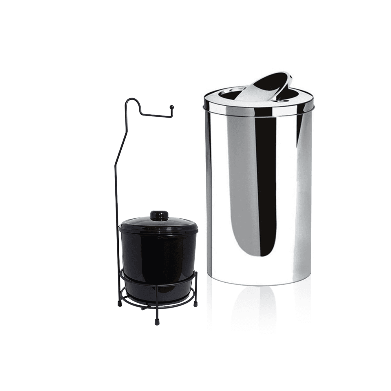 Lixeira Preta Para Banheiro E Lixeira Inox Escritório