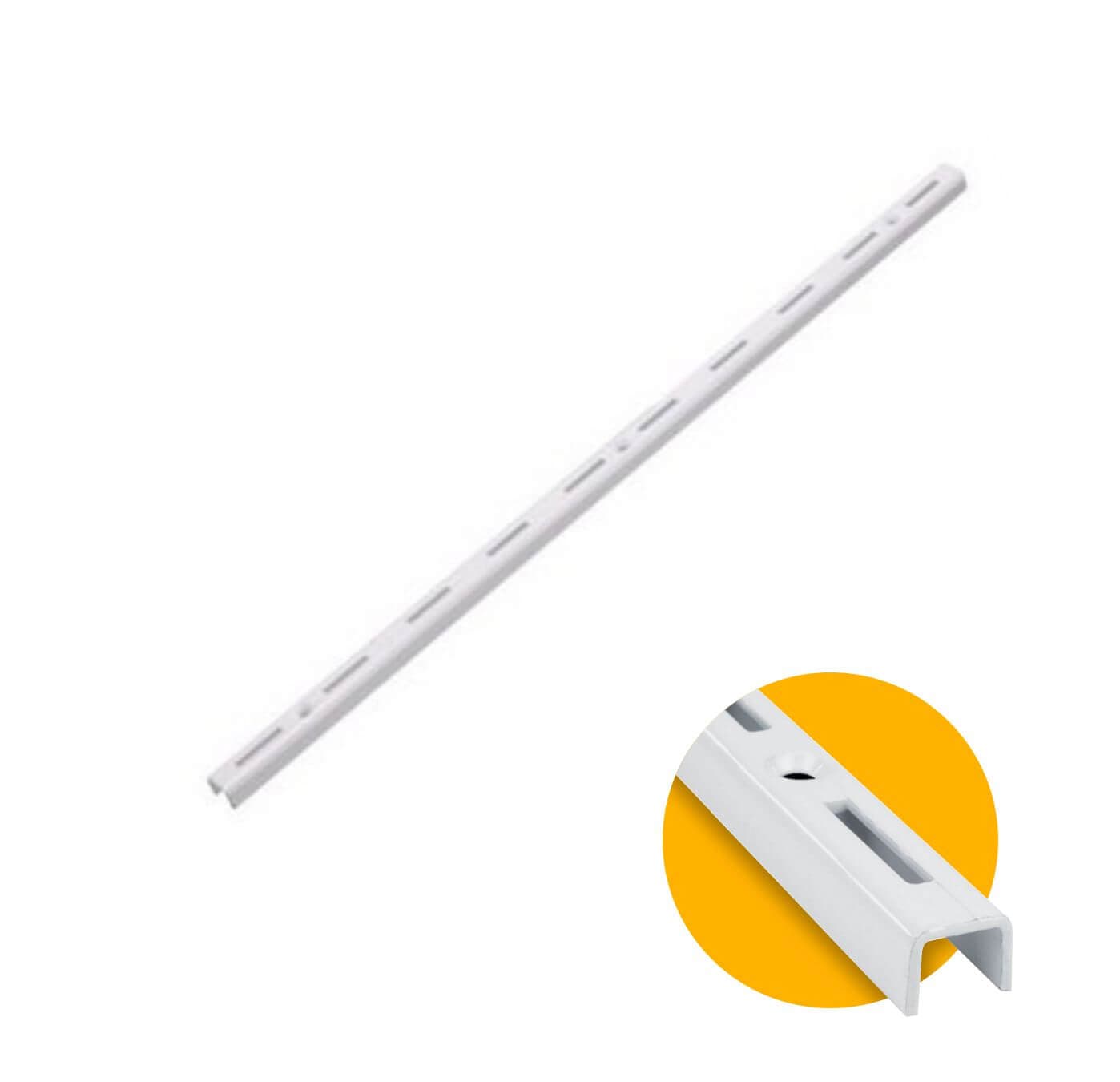 Trilho Cremalheira Simples Branco de 50 Cm Em Aço Para Prateleiras