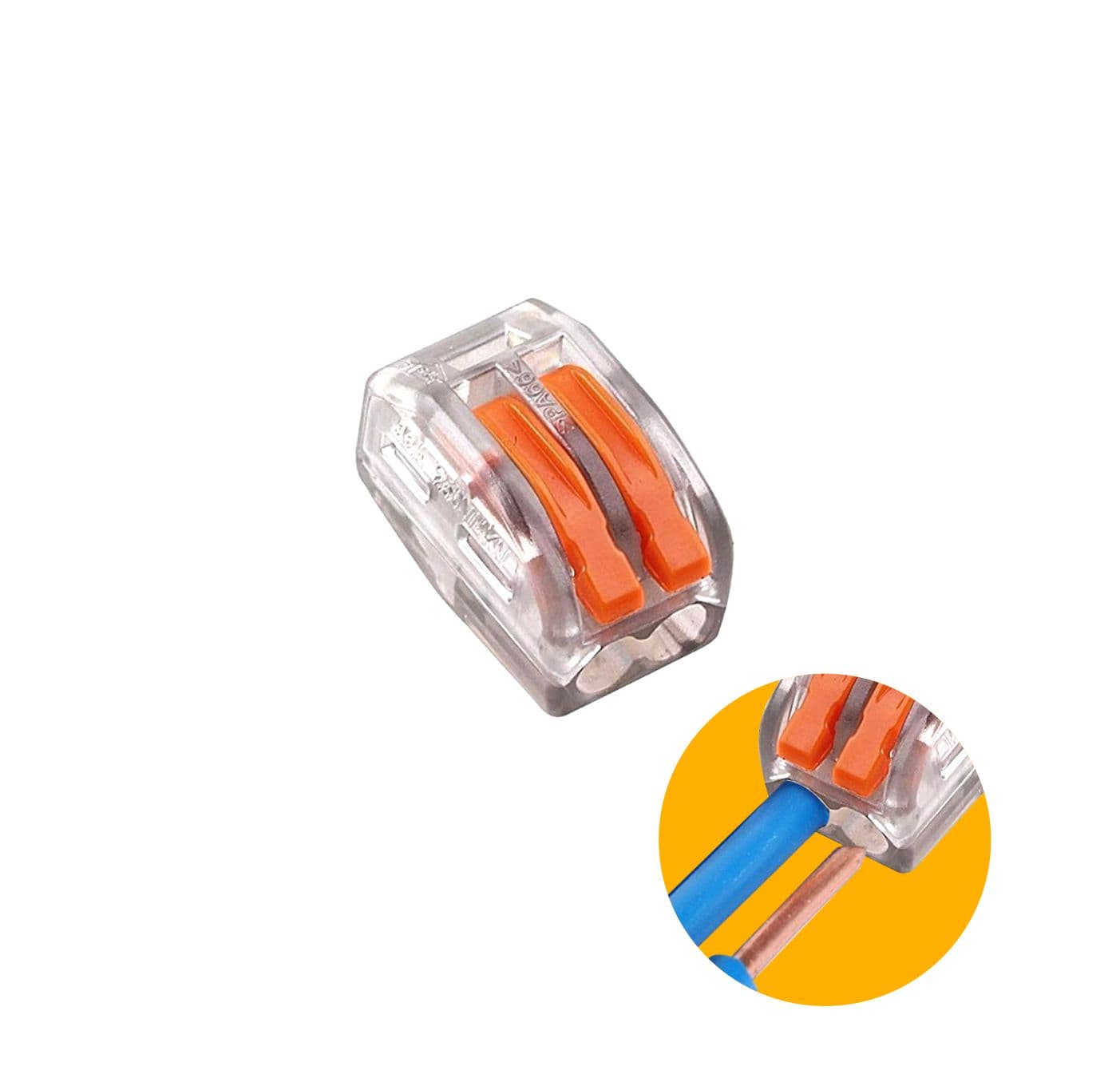 Conector Cristal Isolante Para Fios Flexível Pc622 2 Pólos - Pacote Com 6 Pcs
