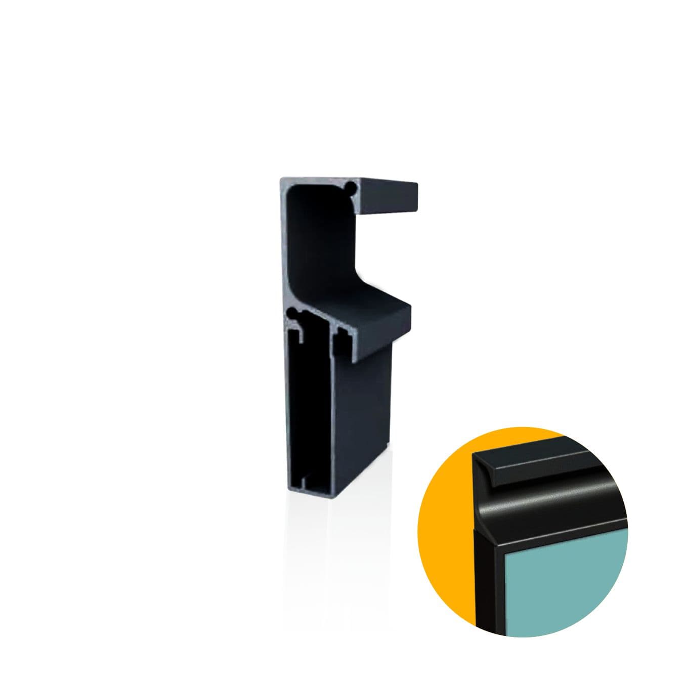 Perfil Puxador Montante Em Preto de 20 Mm Rm179 Rometal