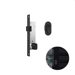 Fechadura Rolete Preto Fosco Oval Para Porta Residencial Pivotante Externa de 25 A 40 Mm 601 Stam
