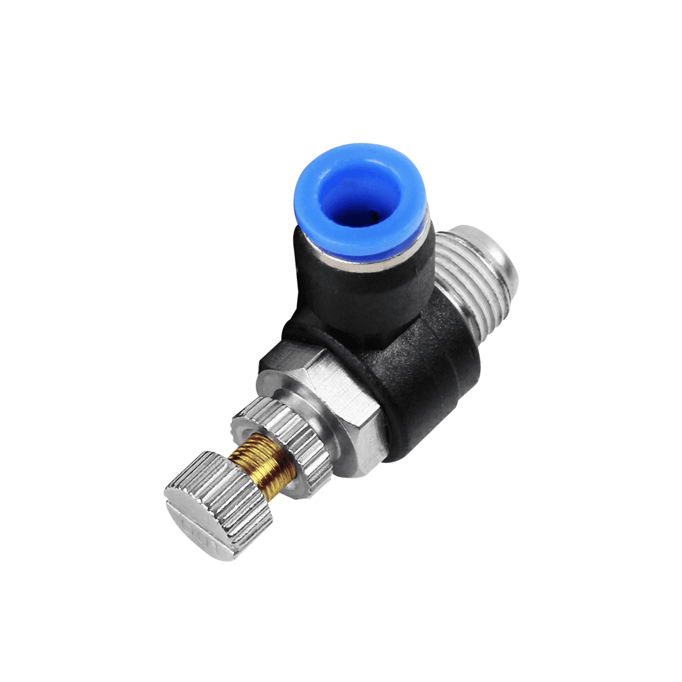 Conexão Pneumática Rápida Nse Regulador de Fluxo Cotovelo de 08 Mm X 1/8" Pol Bsp