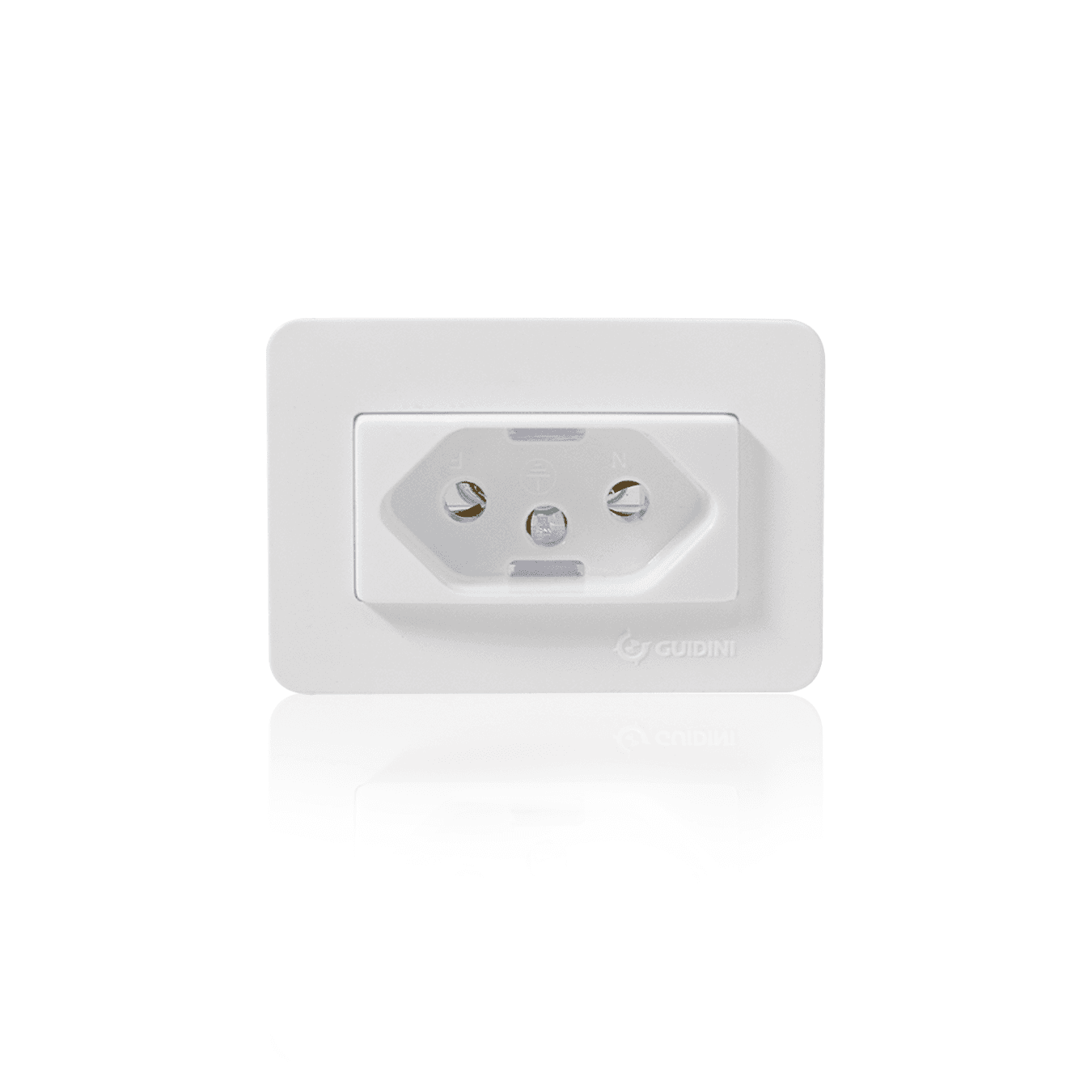 Tomada Easy Instal Simples Branca de Embutir de 2 Pinos + 1 Terra de 20a 250v Guidini