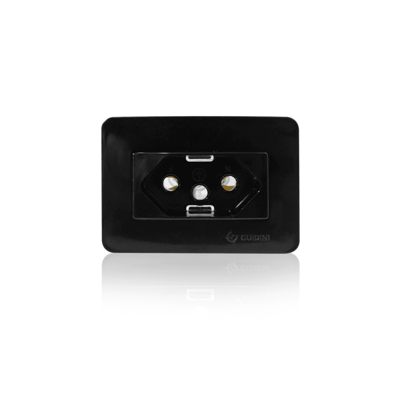 Tomada Easy Instal Simples Preta de Embutir de 2 Pinos + 1 Terra de 20a 250v Guidini
