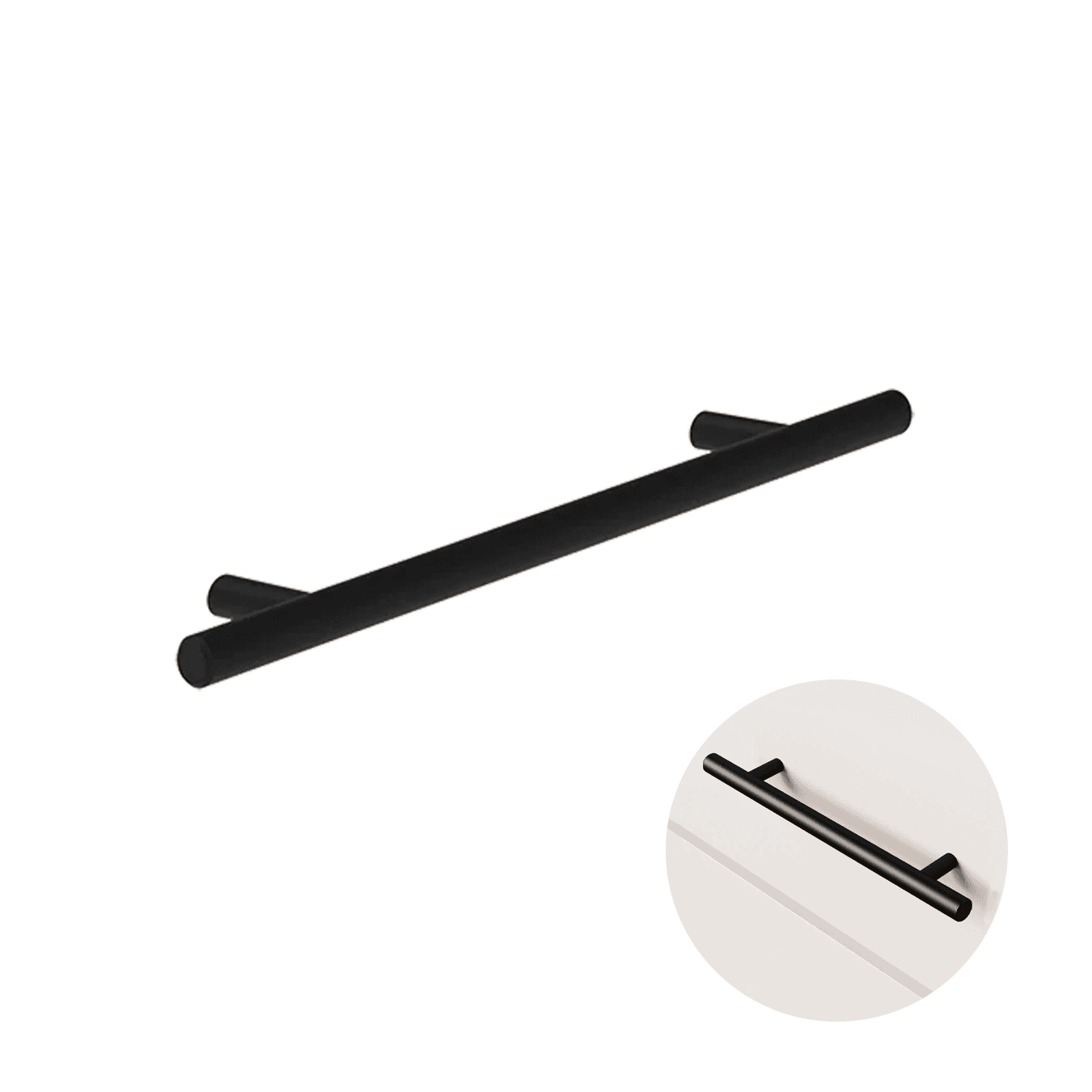 Puxador Dísia 128 Mm Haste Redondo Inox Preto