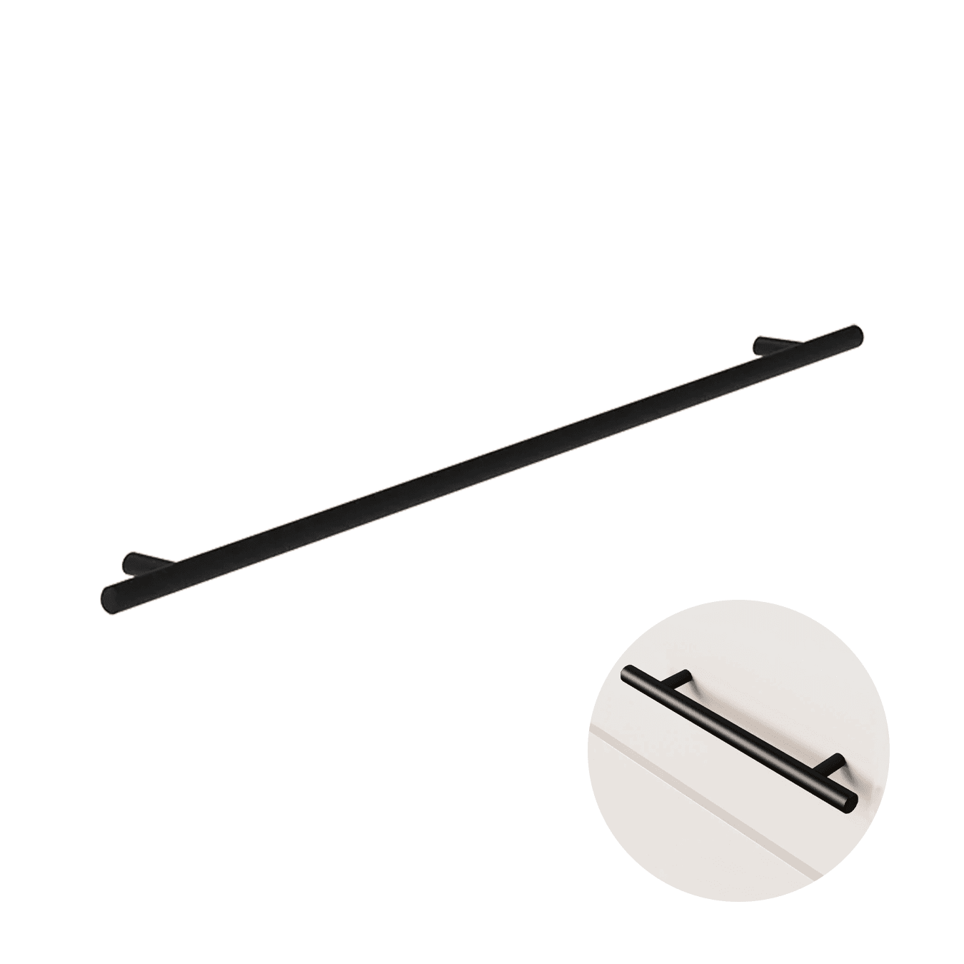 Puxador Dísia 320 Mm Haste Redondo Inox Preto