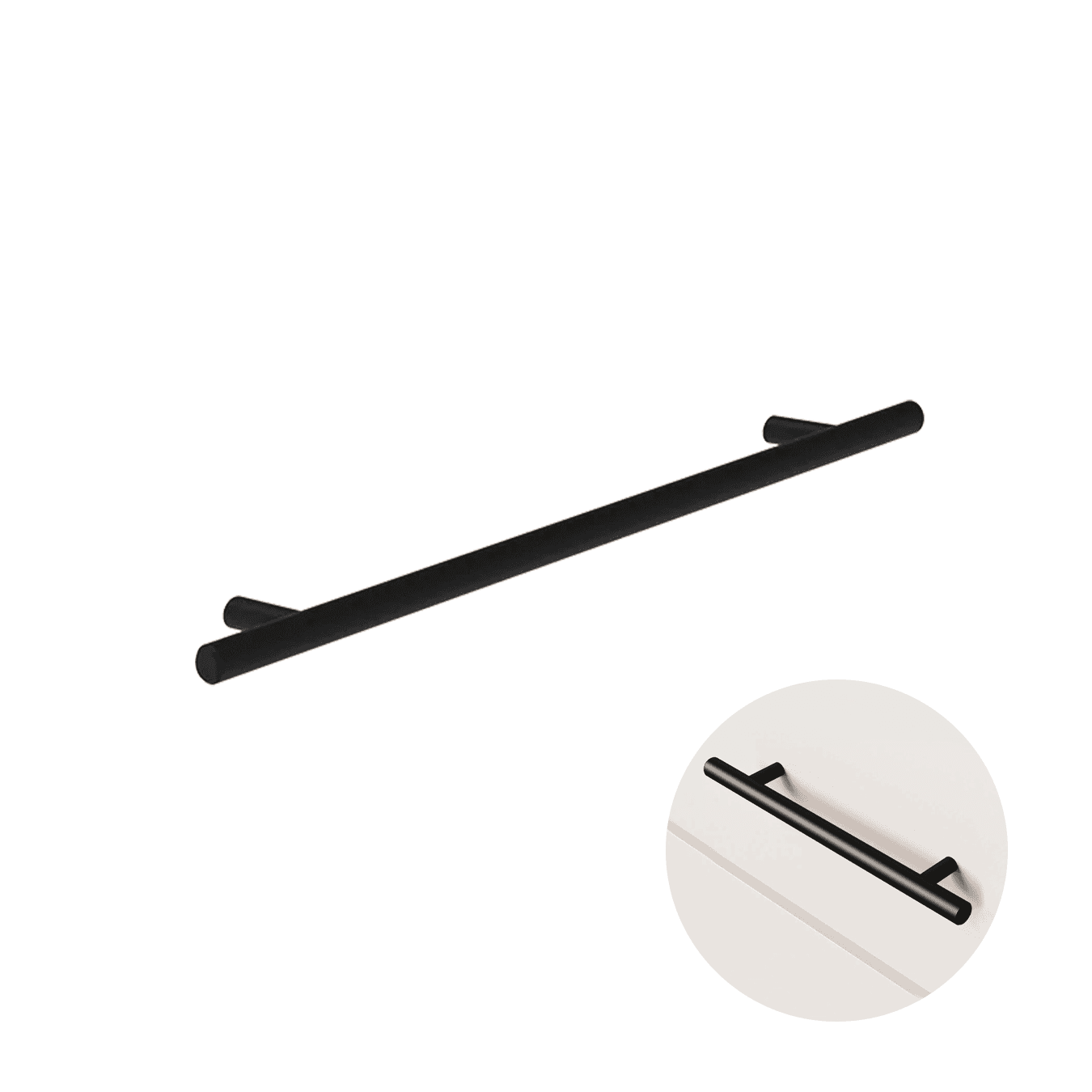 Puxador Disia 192 Mm Haste Redondo Inox Preto
