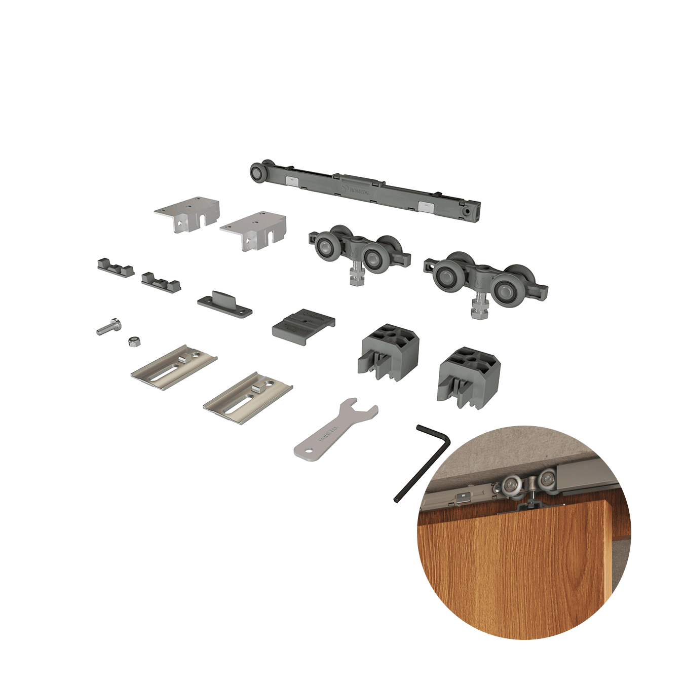 Sistema Porta Correr Ro-7503v Rometal Fixa Topo E Lateral Amortecimento 15-80kg