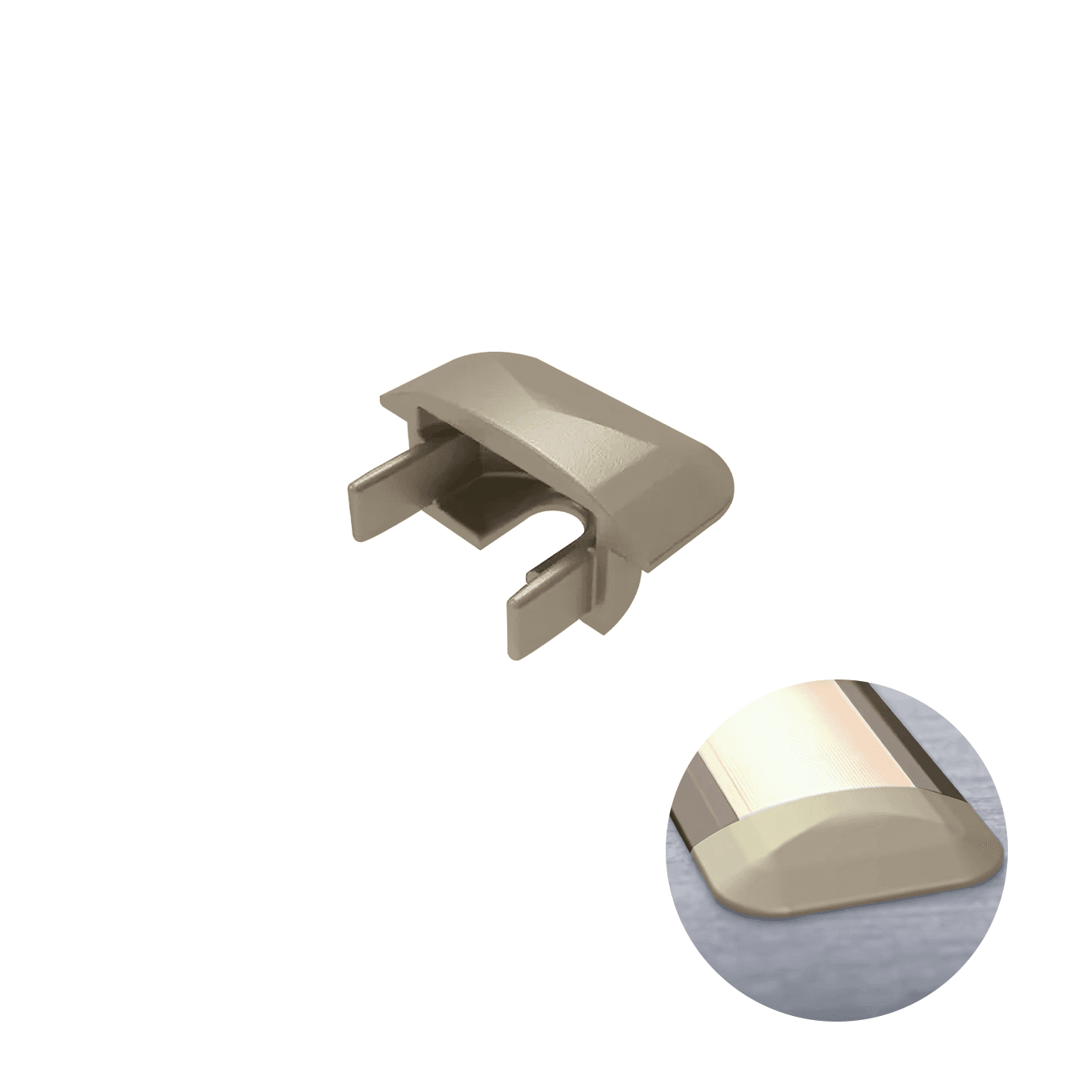 Ponteira Champanhe Claro Inox Para Perfil Led Baixo de Embutir Pe331 Rometal