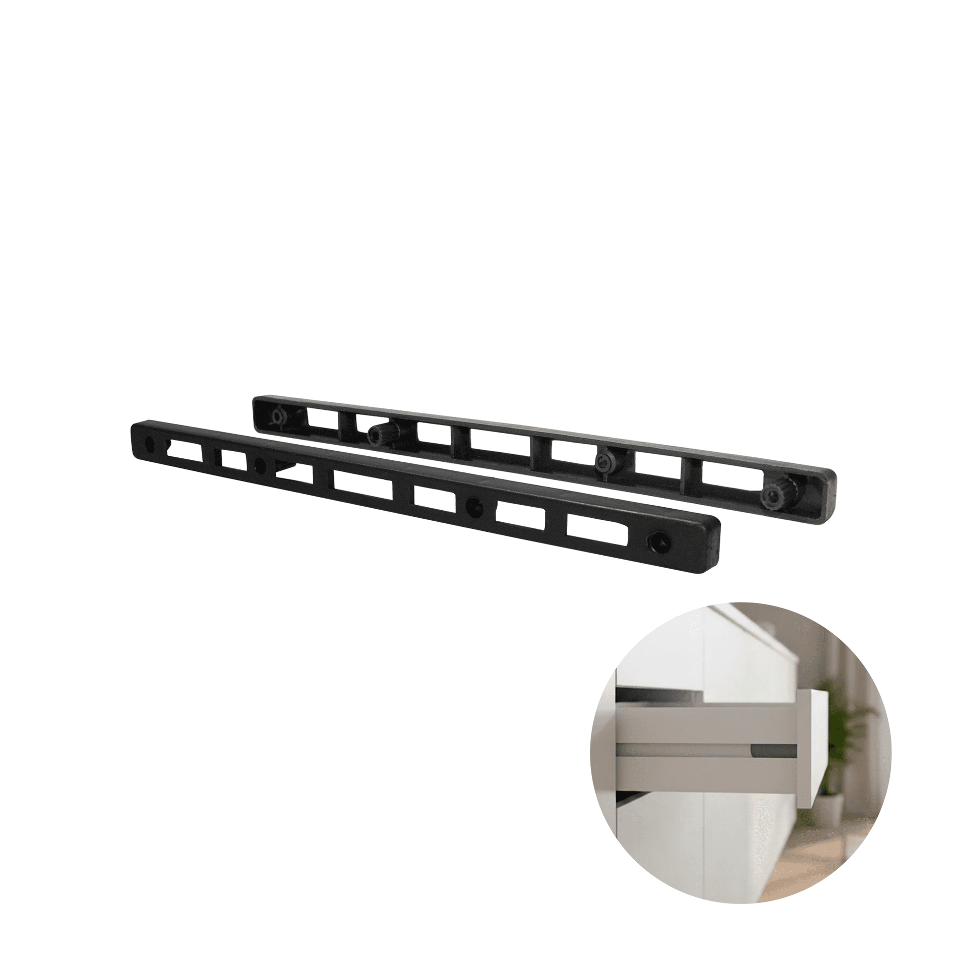 Corrediça Plástica 25 Cm Fixação Por 2 Pinos E Parafusos Gaveta Leve 5 Kg