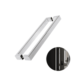 Puxador Prs Duplo Cromado 80 Cm Para Porta Residencial